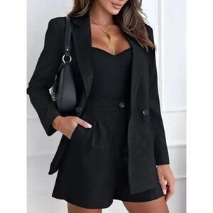 Everyday The Label Tailored Blazer & Shorts Set Women Light Gray